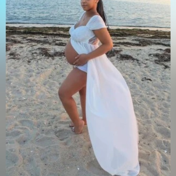 Maternity Off-Shoulder Floor-Length Dress - Picture 6 of 12